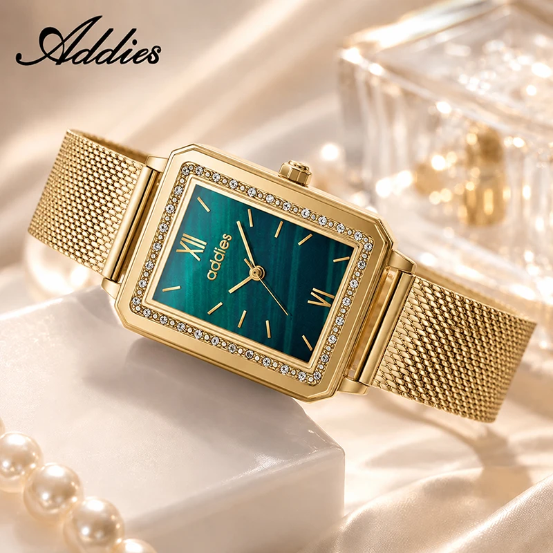 ADDIES Fashion Quartz Woman Wristwatch New Luxury Golder 3Bar Waterproof Business Stainless Steel Casual Dress Women Watch Gift