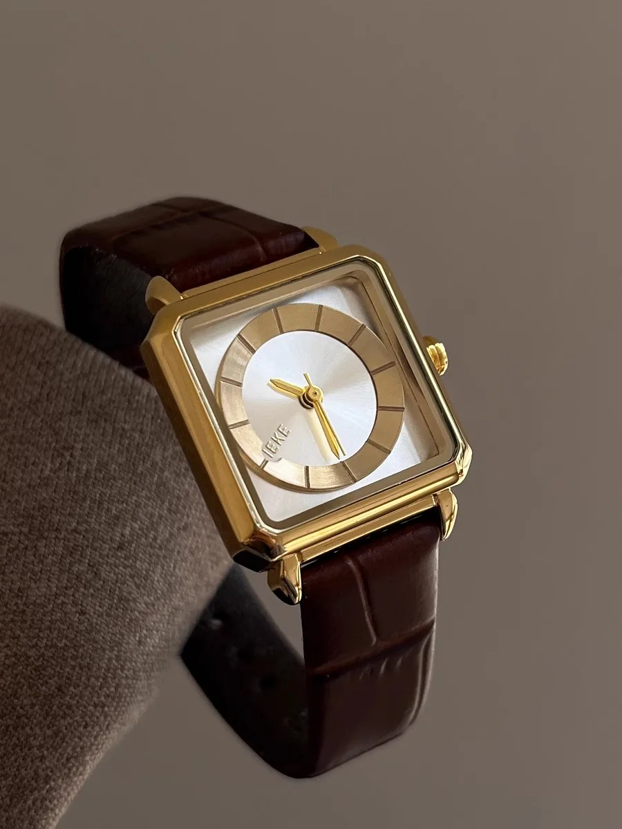 Ladies Watch Square Fashion 25mm Small Dial Brown Leather Waterproof Women's Watch Minimalist Clock With Dresses