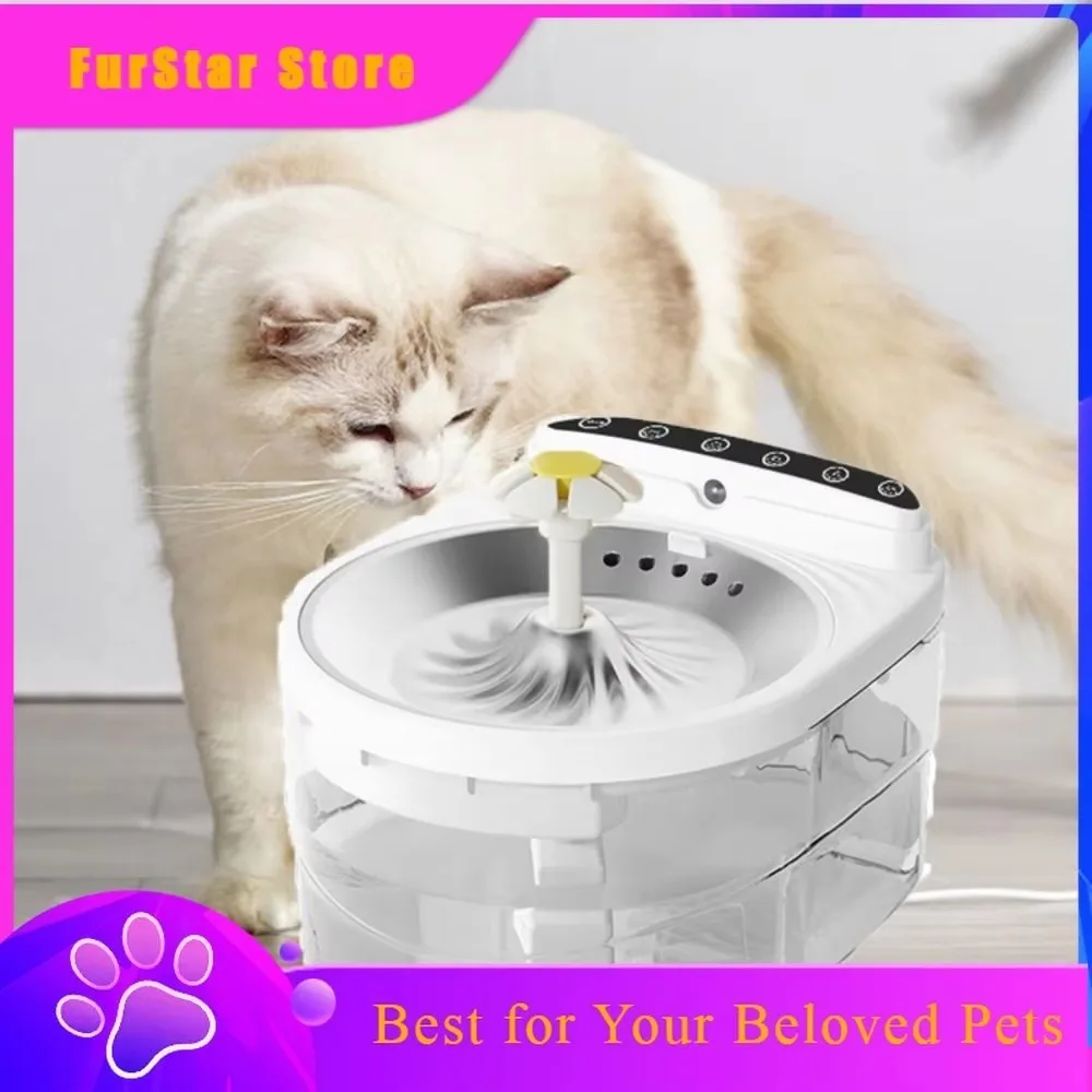 Furstar3L Wireless Cat Water Fountain Stainless Steel Tray Smart Pet Water Dispenser Motion Sensor Rechargeable
