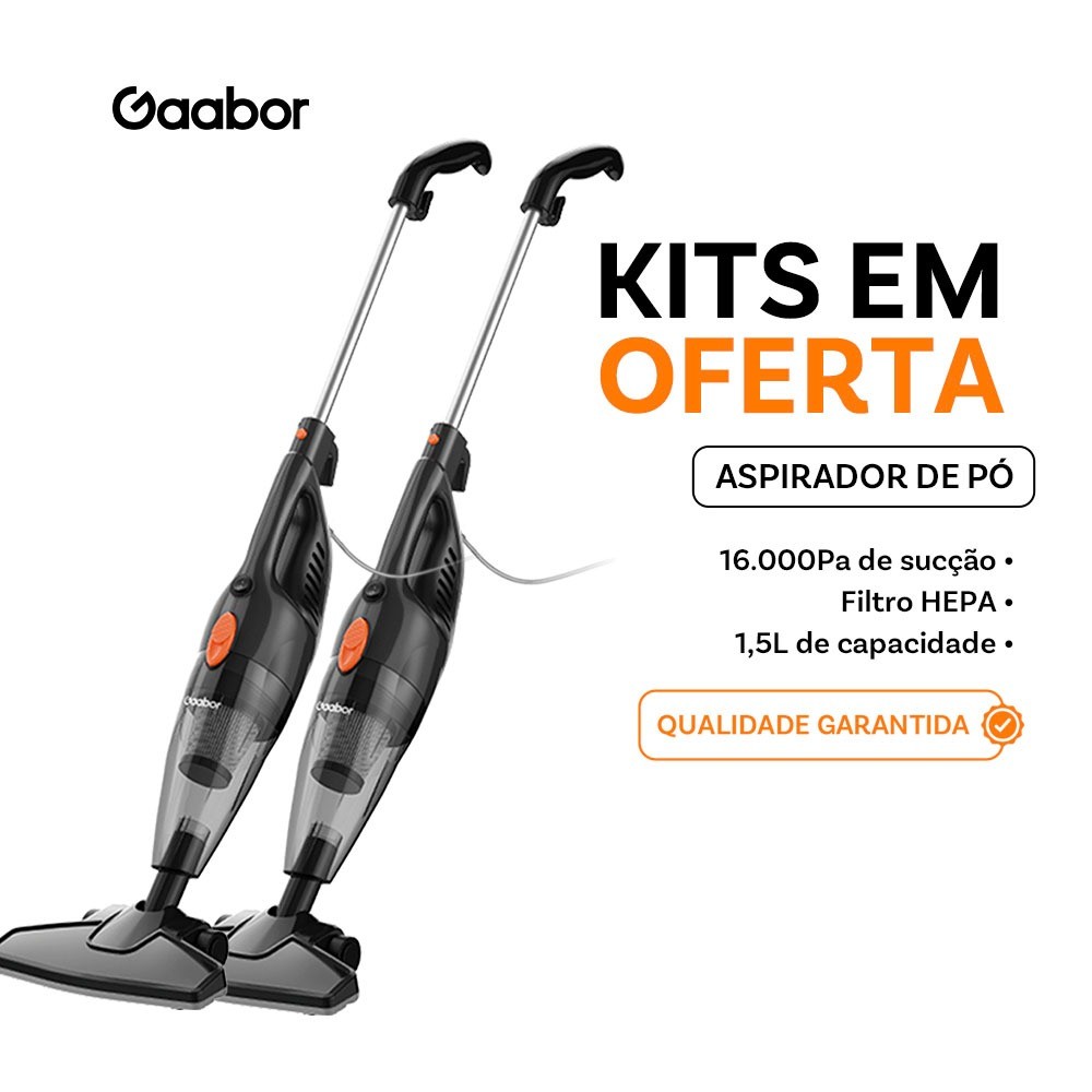 [Oferta Combinada]Gaabor Kit com 2 Aspiradores 2 em 1 Portáteis com Fio Haste de Pressão e Super Sucção de 16000Pa