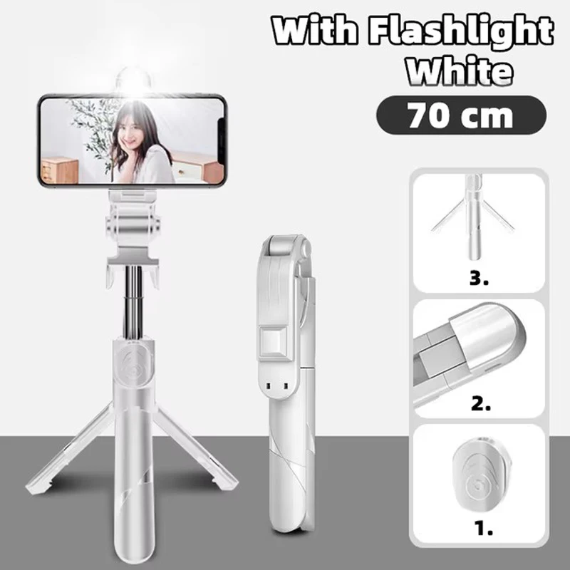 Telescopic Monopod Tripod Selfie Stick With LED Light For iPhone Android Mobile Phone Holder Stand Smartphone Bluetooth Rod Pole