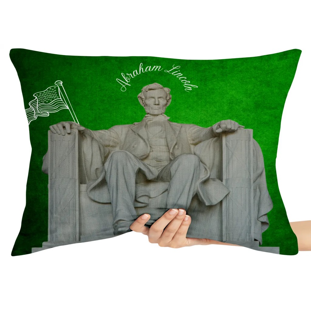 Capa Premium para Travesseiro ou Almofada abraham lincoln sentado estatua