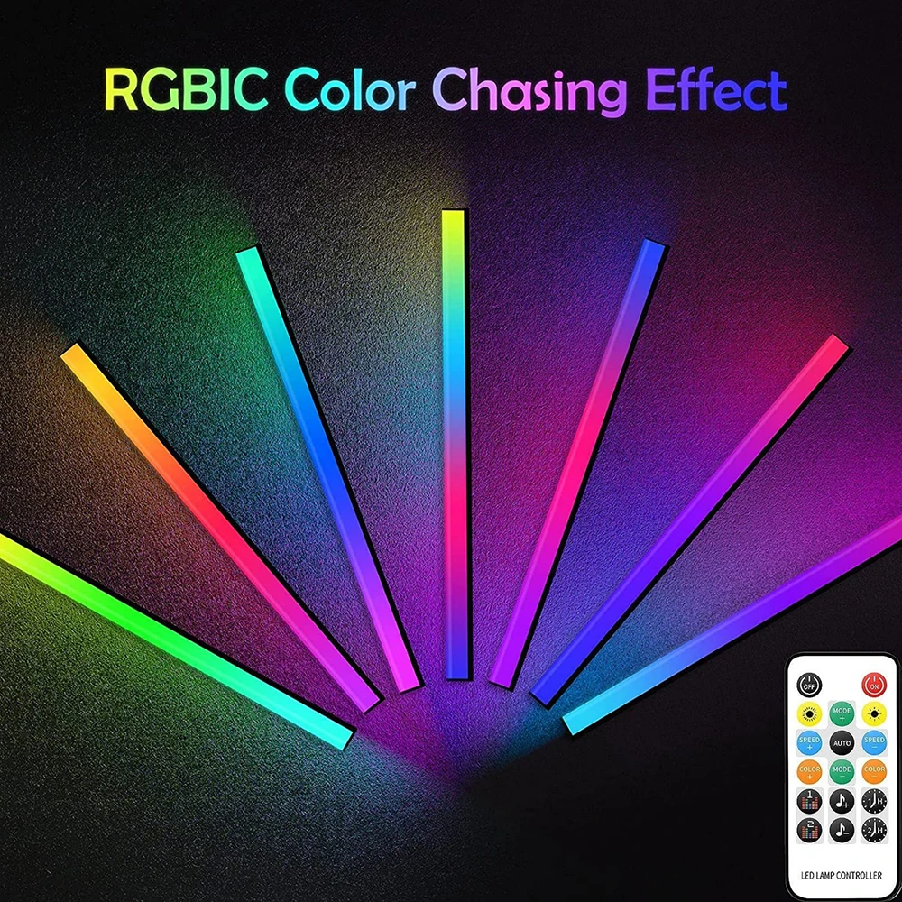 RGB LED Light Bar for Gaming PC 1 2 Dual Rigid Lamp Bluetooth Music Sync 20key Remote Control Immerse Game Battle Station