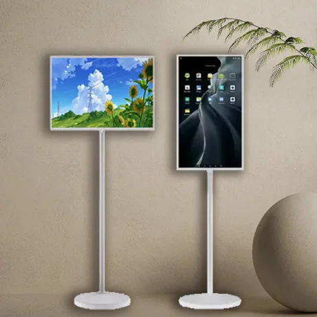 Portable TV on Wheels 5MP AF Camera 32 Inch NFC Android 12 Tablet for Office Supermarket Home Floor Standing Smart TV Display