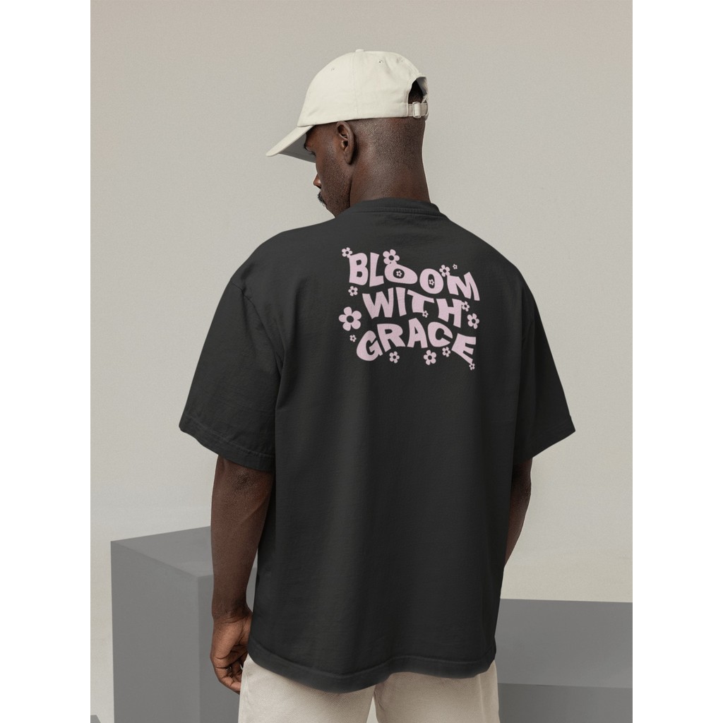 Camisa Camiseta Oversized Streetwear Masculino Urbano Treino Preto e Off Whte Estampado - BLOW WITH GRACE