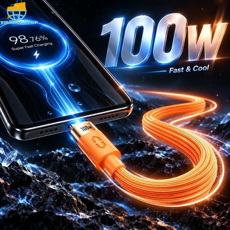 [Quick] Cabo De Carregamento Rápido De 2m/1m 100W-Linha De Dados Do Carregador-Fio De Transferência De-Acessórios USB Pa