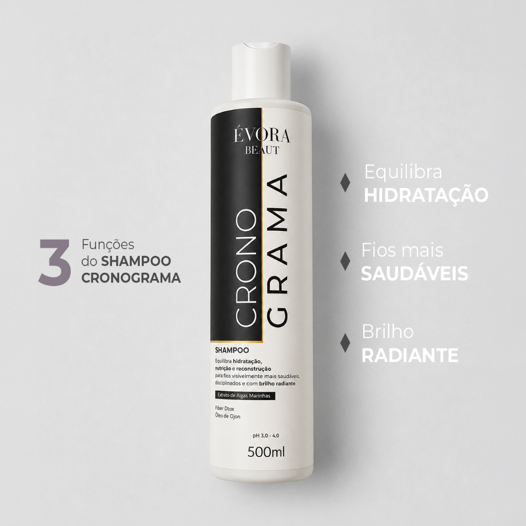 Shampoo Profissional Cronograma Capilar 500ml Évora Hidratação Nutrição Reconstrução Limpeza Suave