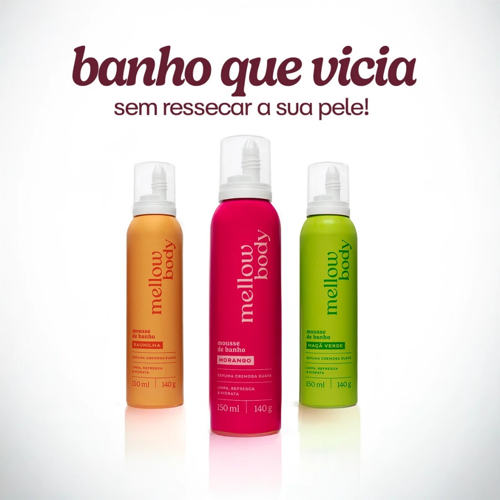 Kit Sabonete Líquido Chantilly de Banho Hidratante - Skin Care Morango Baunilha Maçã Verde Mellow