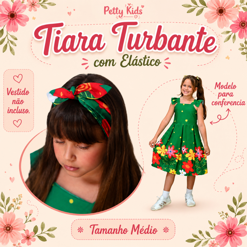 TiaraTurbante de Cabelo Infantil Colorido Festa Alegre