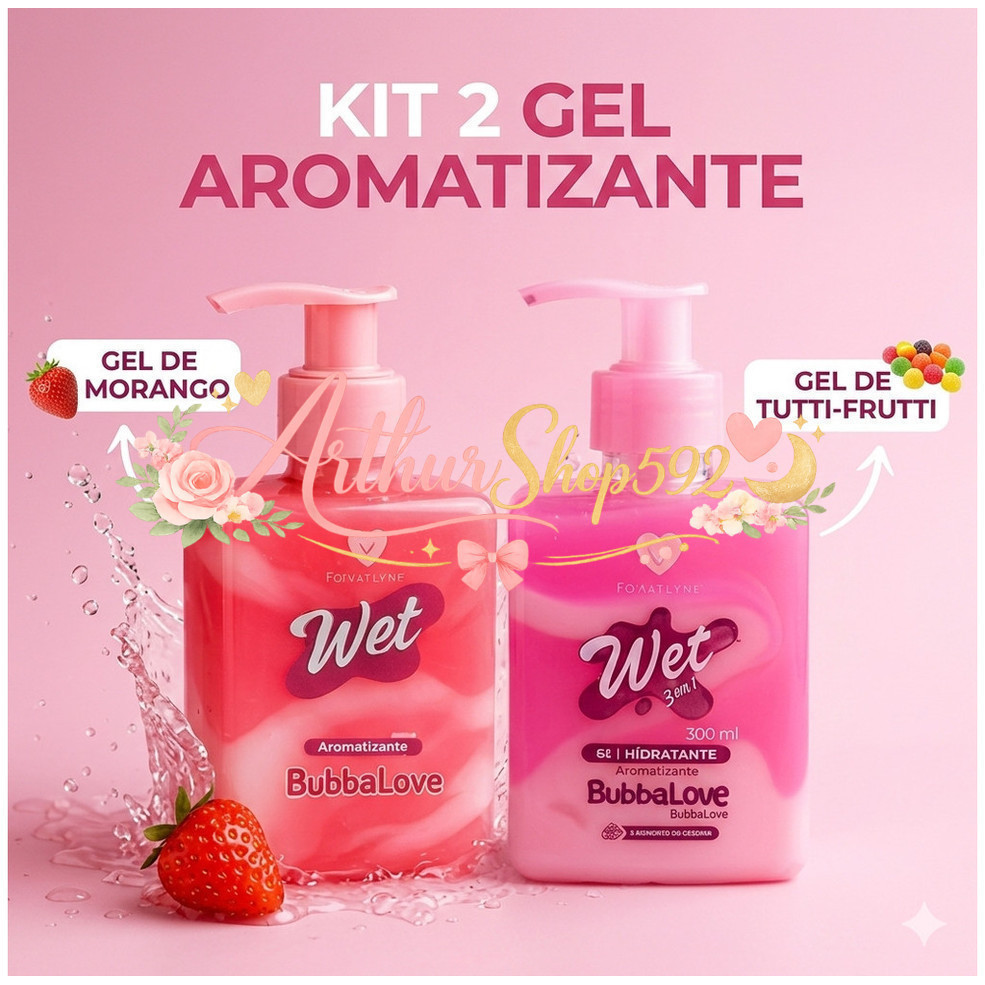 Kit 2 Gel Aromatizante Forever You 300ml - Morango e Tutti-FruttiHLVN