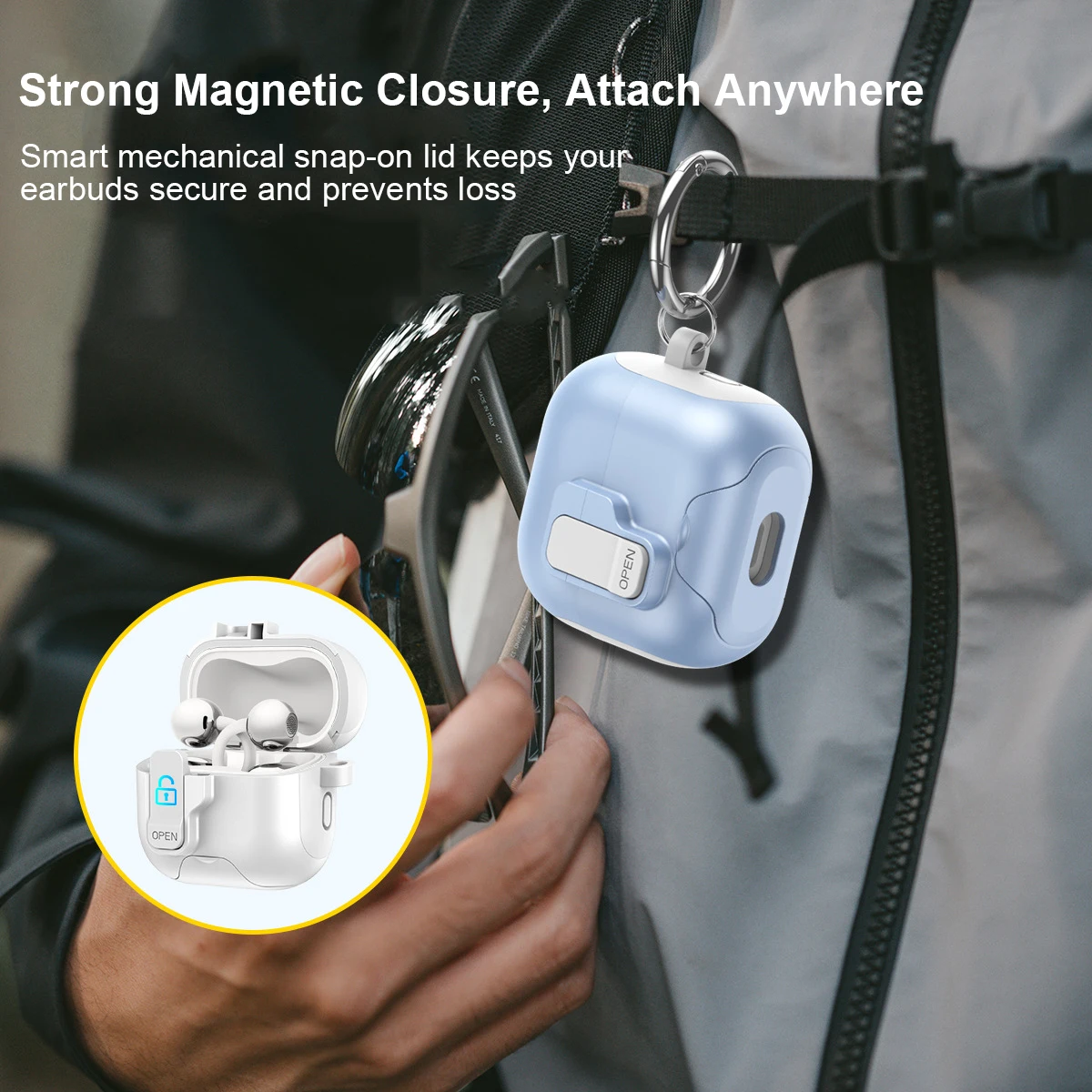 Protective Case for Huawei FreeClip 2 Wireless Earphones, Foldable Stand, Shockproof Magnetic Lock, Supports Wireless Charging