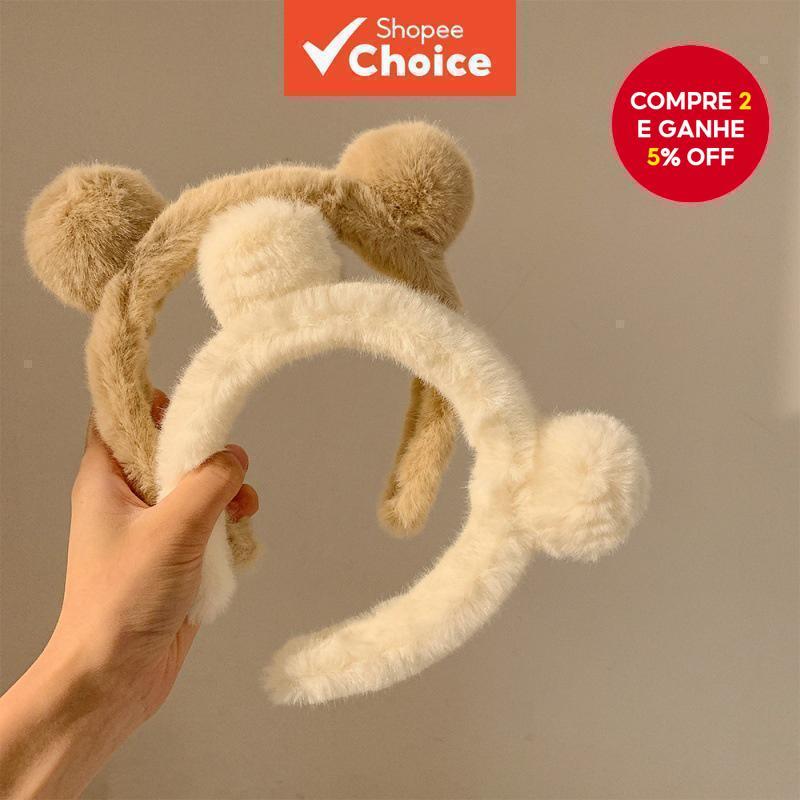 Tiara De Pelúcia Com Orelhas De Urso Fofas De Desenho Animado – Argola De Cabelo Macia Para Mulheres , Pacientes Câncer