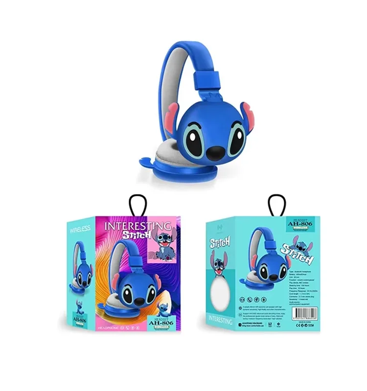 New  Wireless Bluetooth Headphones AH-806 HIFI Stereo Sound Foldable Headsets with Mic Anime Cartoon Children Gift