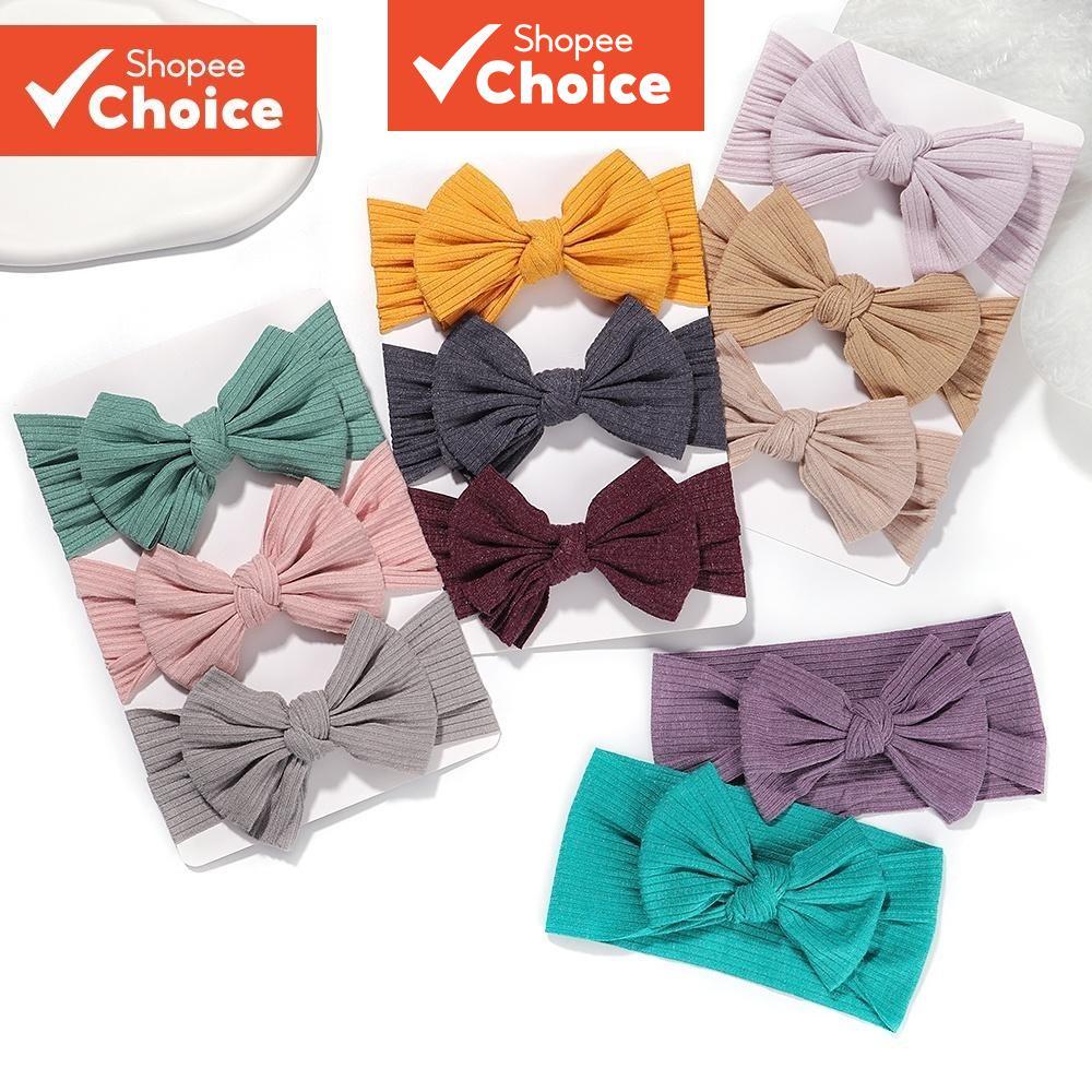 Conjunto De 3 Peças De Tiaras Para Bebês Meninas , Laços Com Nó De Nylon Macio , Acessórios Cabelo Recém-Nascidos