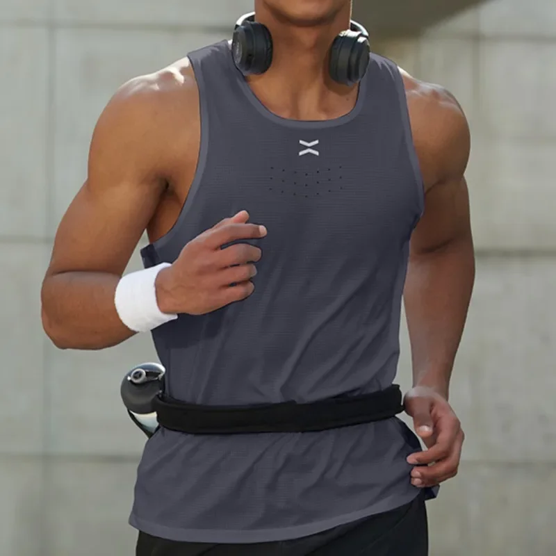 Men Gym Sports Vest Tank Marathon Sleeveless Shirt Running Tops Outdoor Workout Clothing Jogging Sweatshirt Training Sportswear
