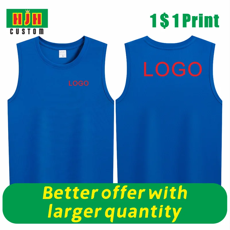 Summer New Men's Sports Tank Top Brand Logo Customized Printed Gym Tank Top Jogger Sleeveless Shirt Breathable Training Clothes