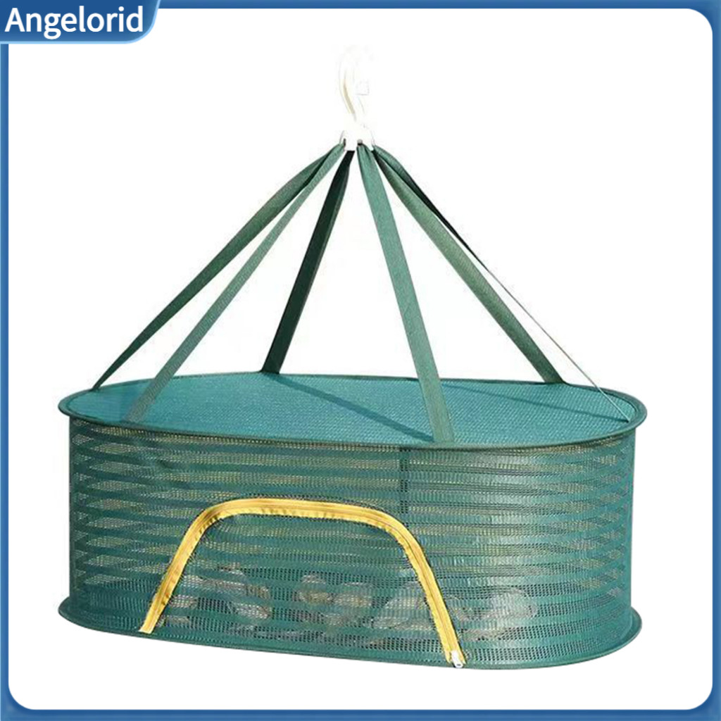 Foldable Wire Frame Drying Basket 1/2/3 Layer Hanging Mesh with U-shaped Zipper – Outdoor Net for Food Fish Clothes Sp