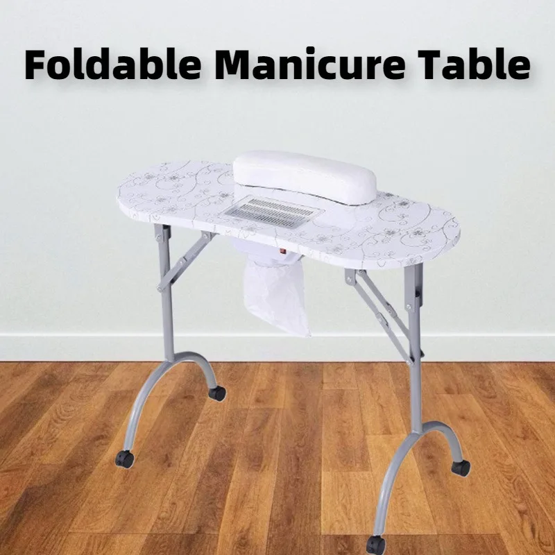 Portable manicure table Foldable manicure desk lamp Beauty table with vacuum cleaner Manicure table