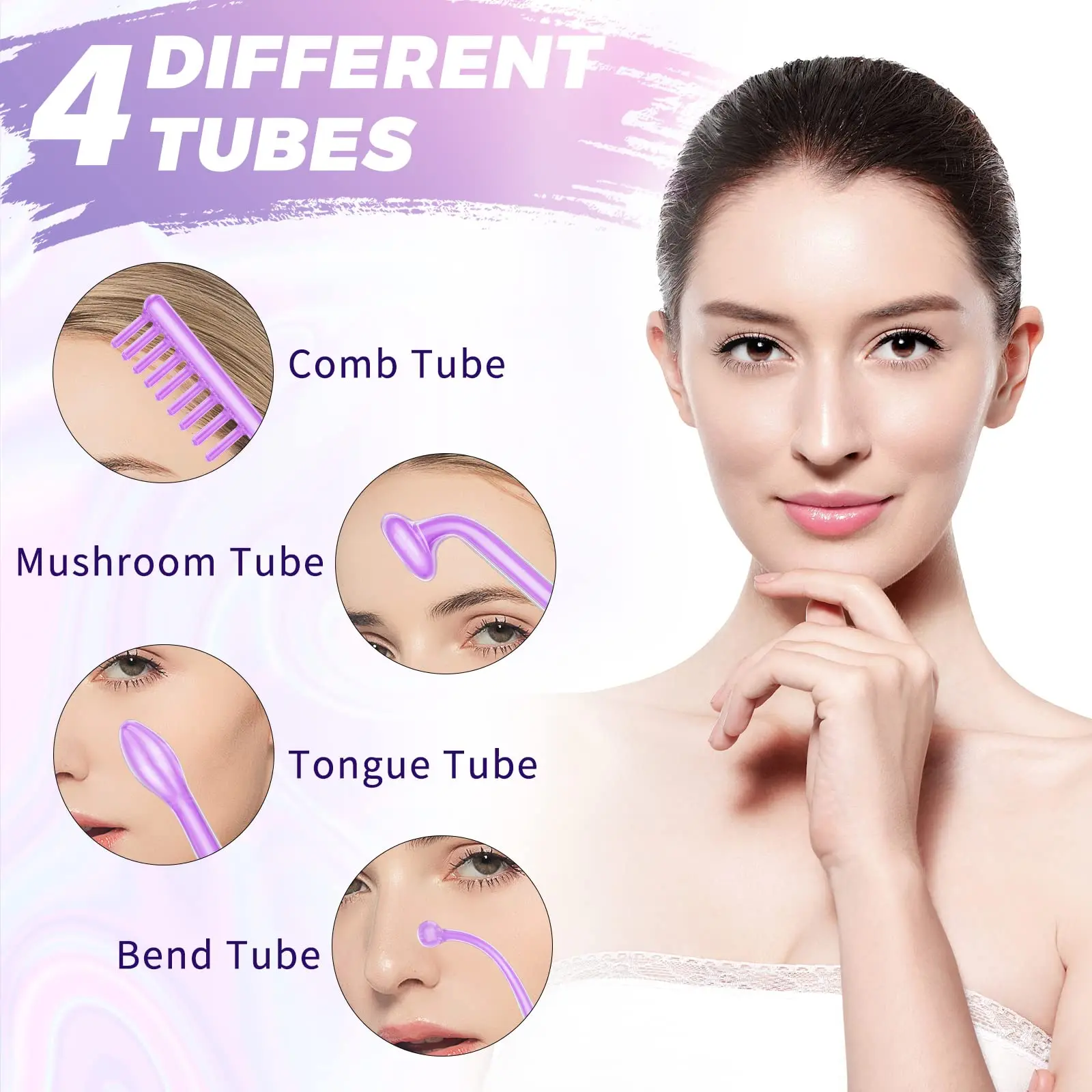 New products Professional Facial Beauty Tools Portable High Frequency Facial Wand Machine with 4 Tube Home use lesen US EU PLUG