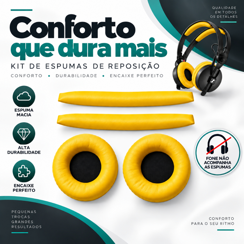 Espumas Amarelas Para Fone Sennheiser Hd25 / Hd 25 Plus
