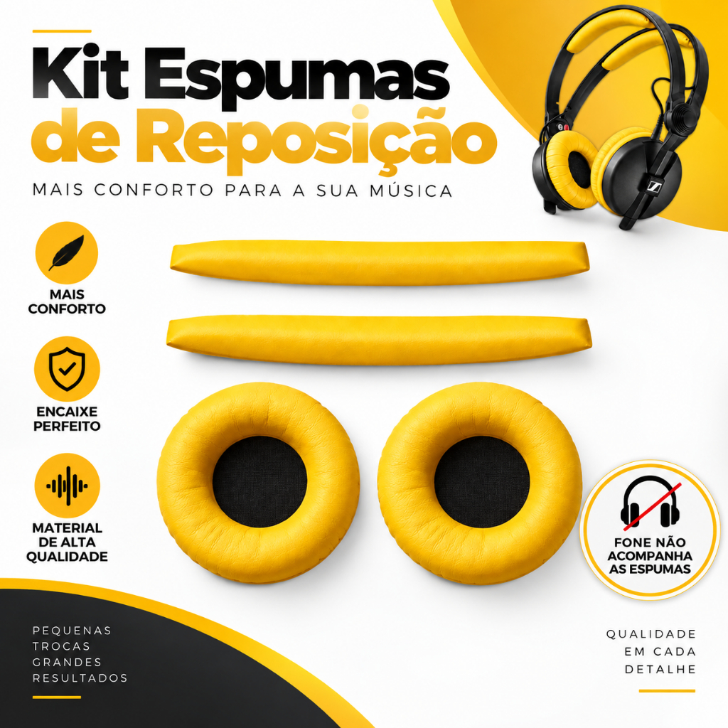 Almofadas Amarelas Para Sennheiser Hd25 / Hd25 Plus