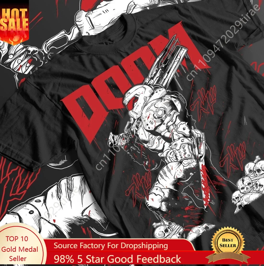 OG D00M Slayer Premium T-shirt, Gaming Shirt, Doom Fan Clothing, Men's and Women's Summer Pure Cotton Comfortable Loose Top