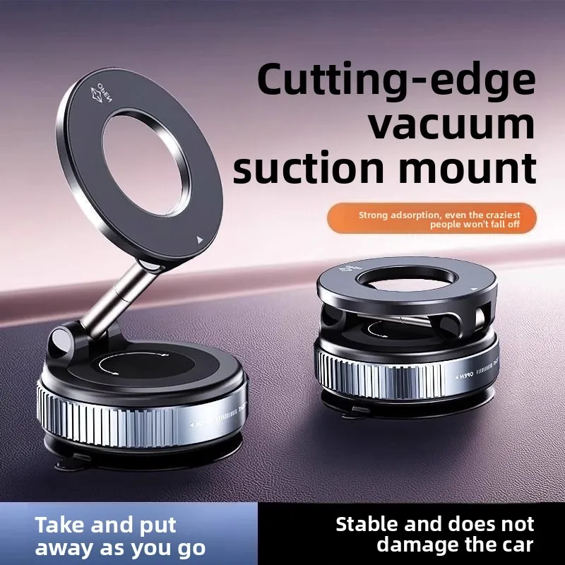 Vacuum Suction Car Phone Holder With Rotating Magnetic Attachment For Special Suction Cup Mount For Car Navigation