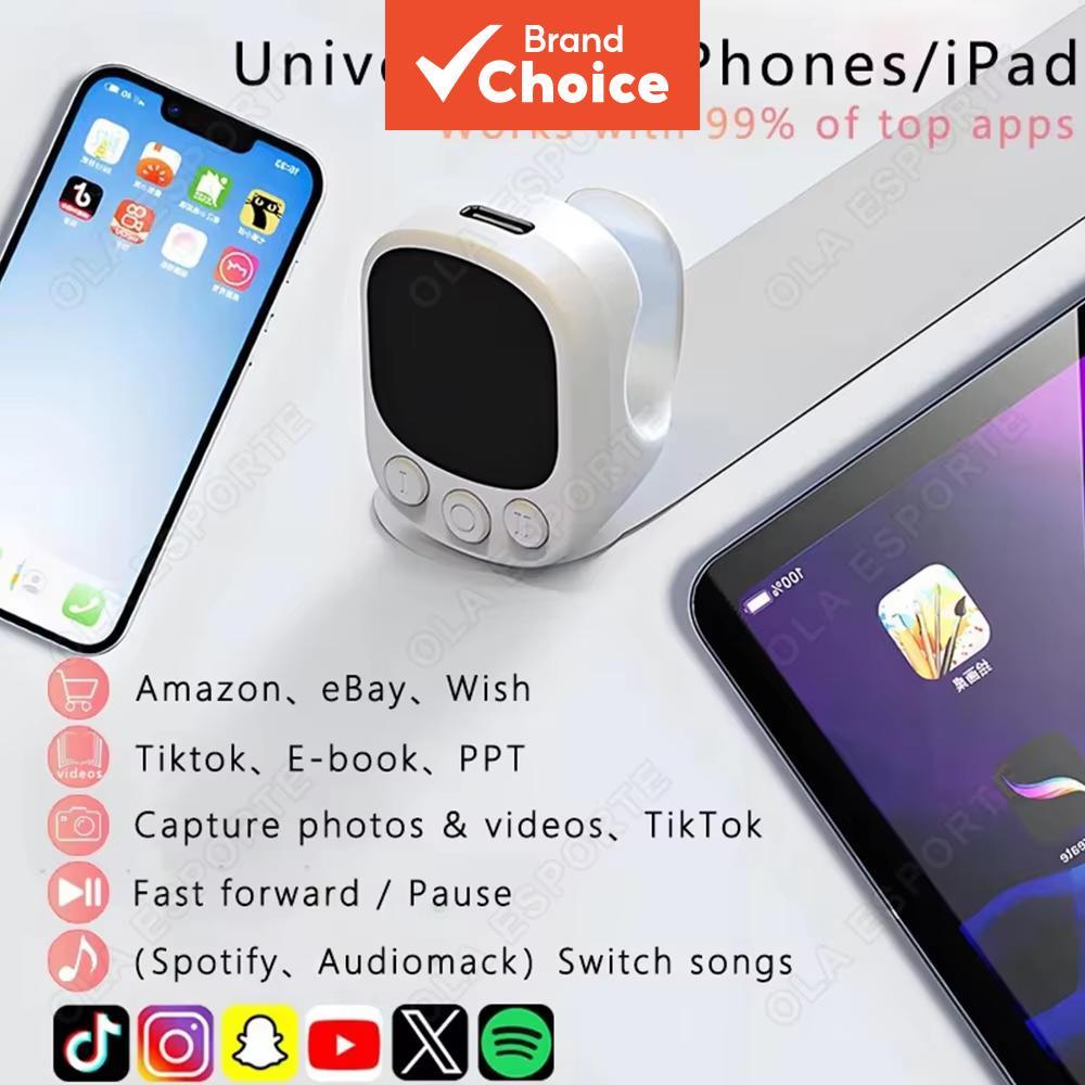 Anel Remoto Bluetooth com Touchpad e Teclado, Mouse e Controle de Câmera para iPhone/iPad, Rolagem e Controle de Vídeo