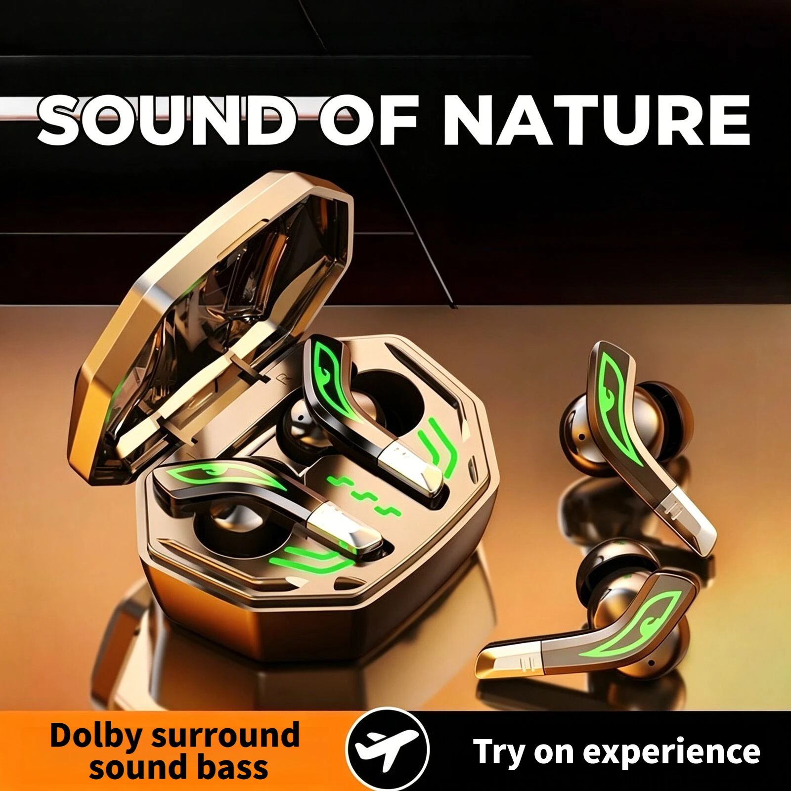 Bluetooth 5.3 Wireless Earbuds Dual Mode In Ear e-sports Headphones 40ms Low Latency ENC Noise Cancelling RGB Breathing Light