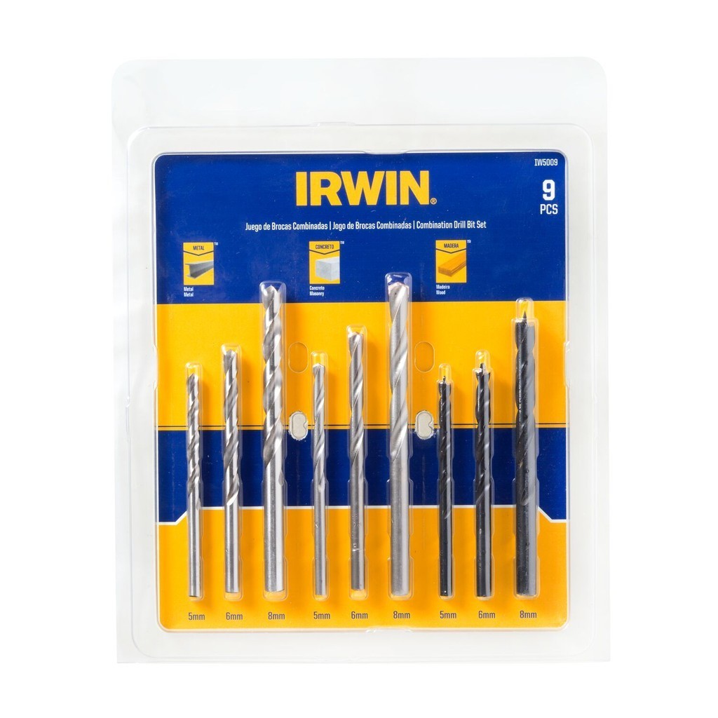 Jogo De Broca 9pcs Concr/Mad/Meta Irwin Iw5009