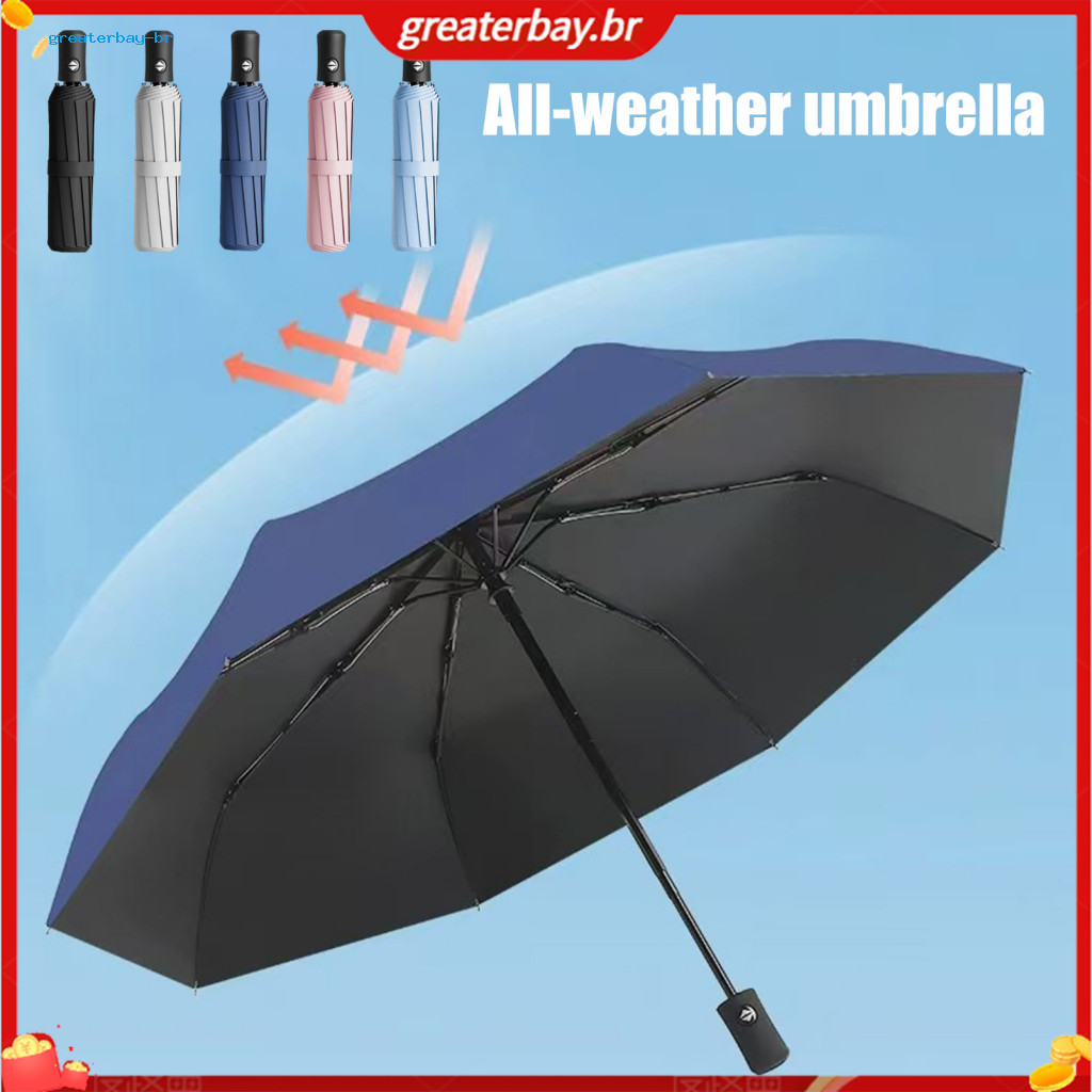 Automatic Folding Umbrella 8 Ribs Windproof Uv Rainproof Portable Travel for Men Women – Lightweight Compact Sun Rain