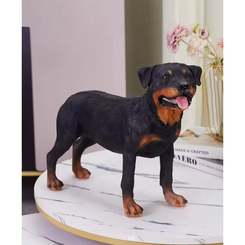 Customized Dog Sculpture Home Decor Dog Figurines Realistic Resin Rottweiler Lifelike Pet Statue for Garden Cemetery