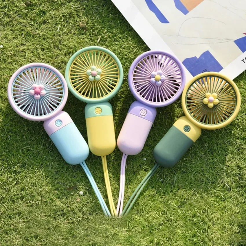 Summer Mini Fan Portable Handheld Fan Cartoon Cute Student Desktop USB Charging Fruit Multiple Styles and Colors Fan