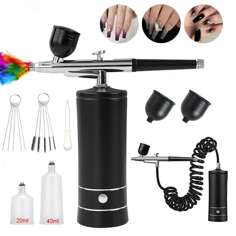 Airbrush Nail Art Painting Kit with Compressor Mini Airbrush for Nail Art Cake Painting Portable Hand Sprayer Gun Airbrush Nail