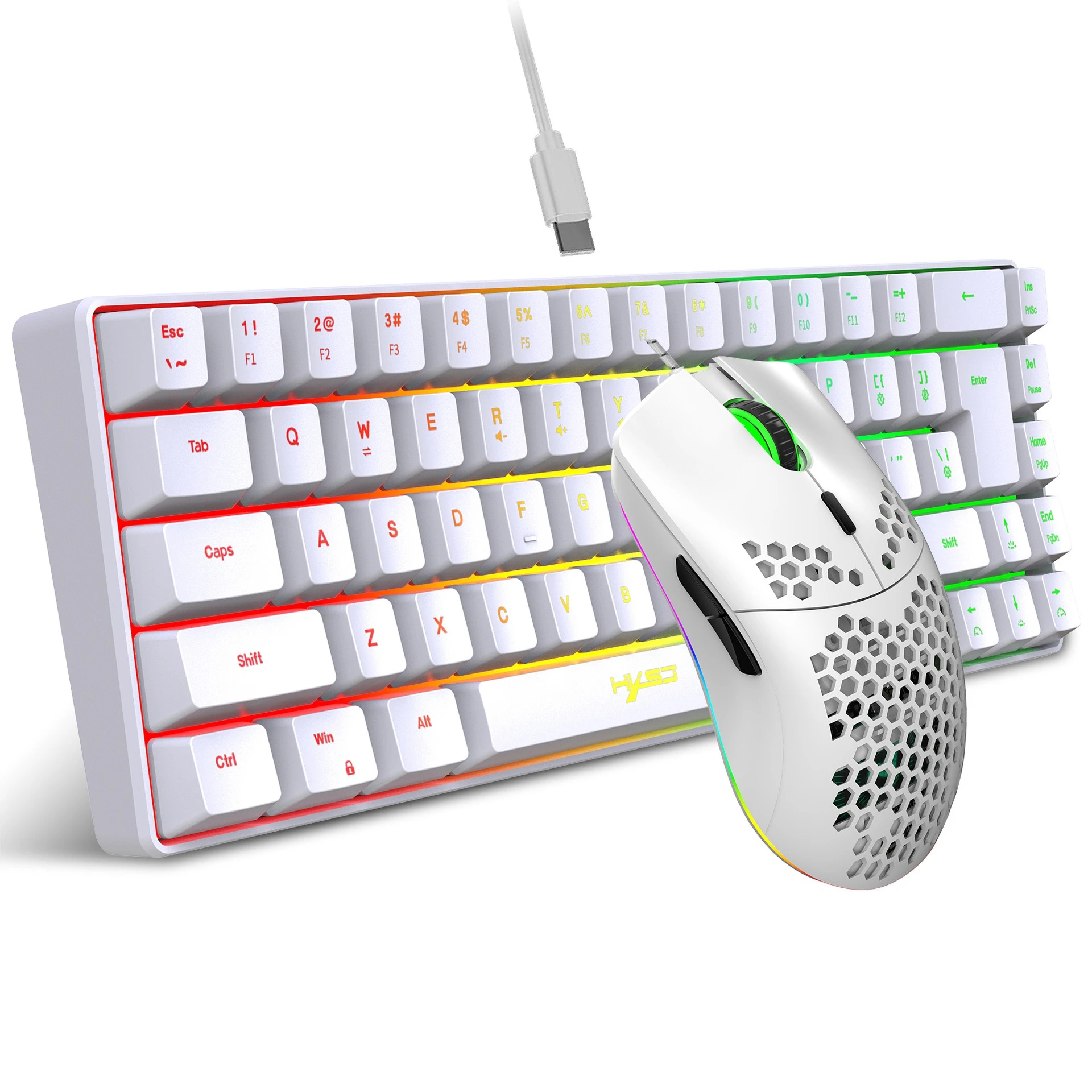 Keyboard and Mouse 68key Wired Membrane RGB Light 70% Clavier Souris Combo Gamer Gaming PC Full Set Kit Mobilador USB Keyboards