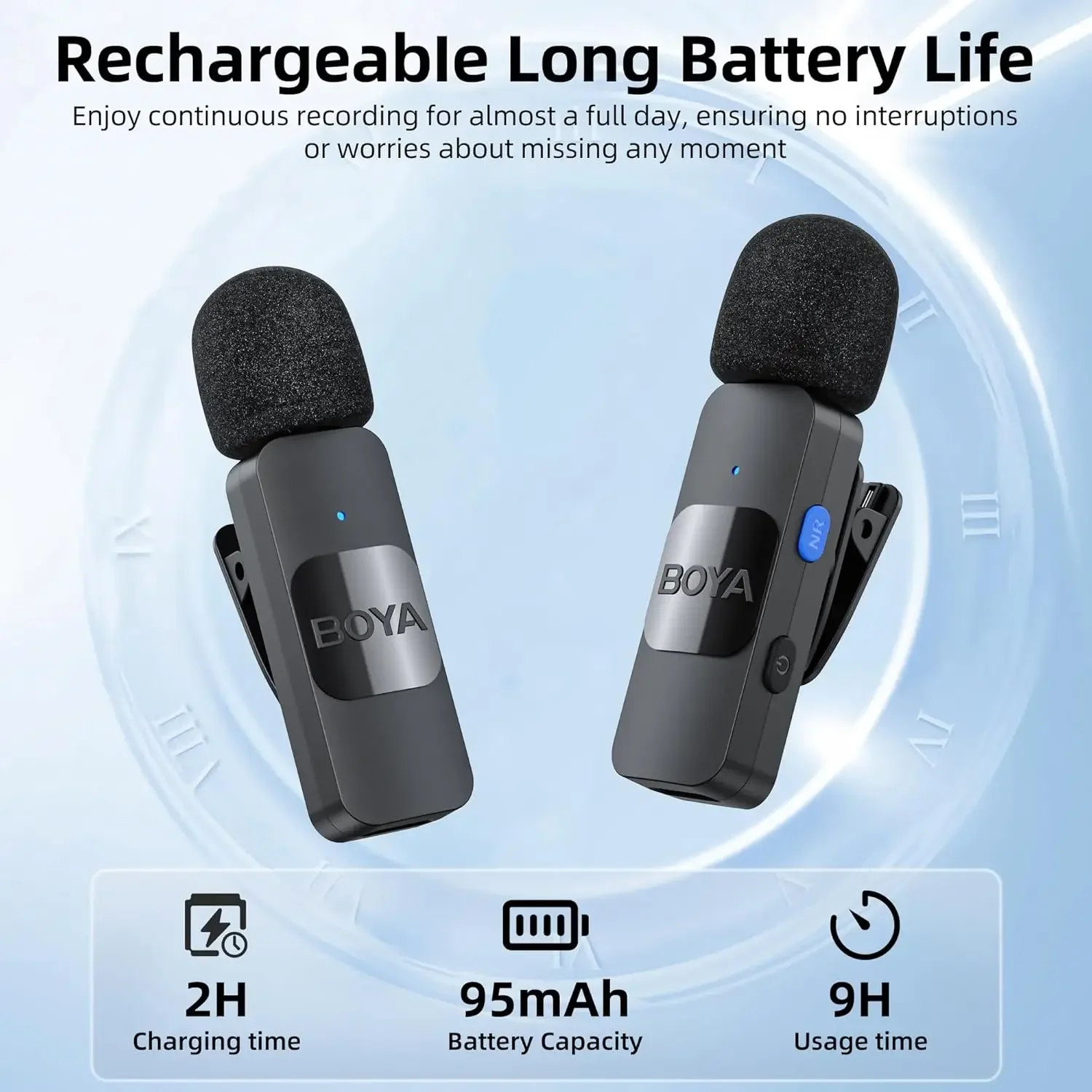 BY-V Wireless Lavalier Lapel Microphone for iPhone Android SmartPhone PC Computer USB-C Devices Youtube Recording Streaming
