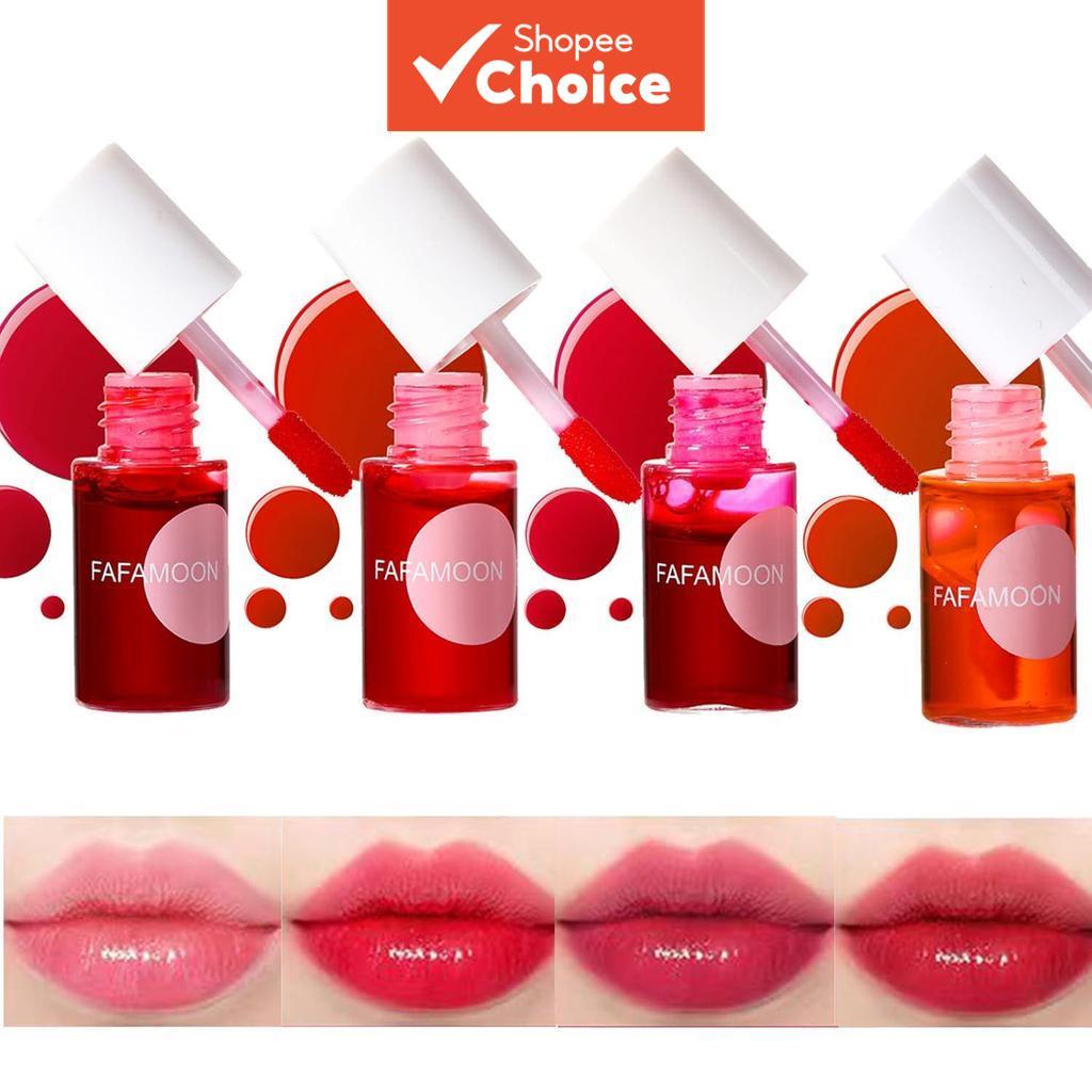 FAFAMOON 4 Peças De Tonalidade Labial De Água De Frutas De Longa Duração , Copo Não Pegajoso , Fórmula Resistente A Tran