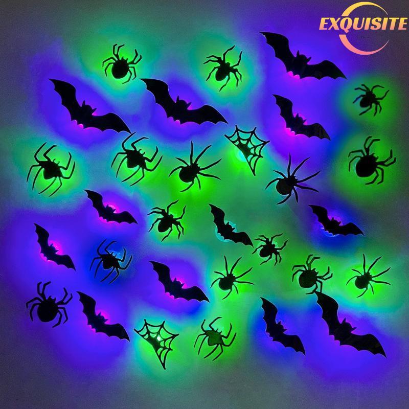 [EL-t] Halloween 3D Bat Night Light 9/12 Pa Leve Estereoscópico Brilhante Morcego Para Festa De Natal Decoração De Pared
