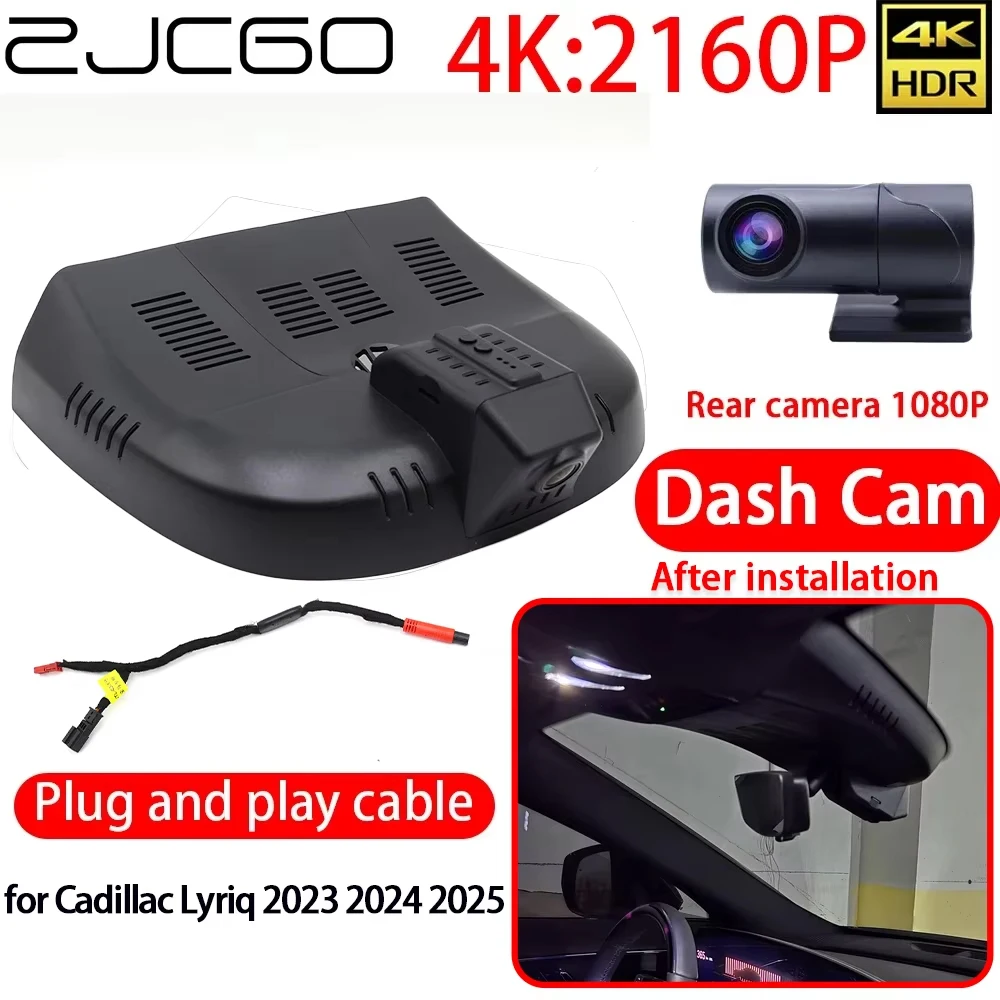 ZJCGO 4K Car DVR Dash Cam Wifi Lens Front Rear Camera 24h Monitor Recording for Cadillac Lyriq 2023 2024 2025
