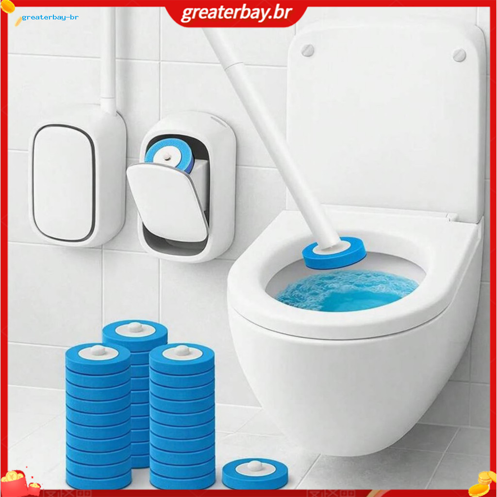 Wall-mounted Disposable Toilet Brush with 360° Rotating Replaceable Head – No-touch Efficient Bathroom Cleaner Storag
