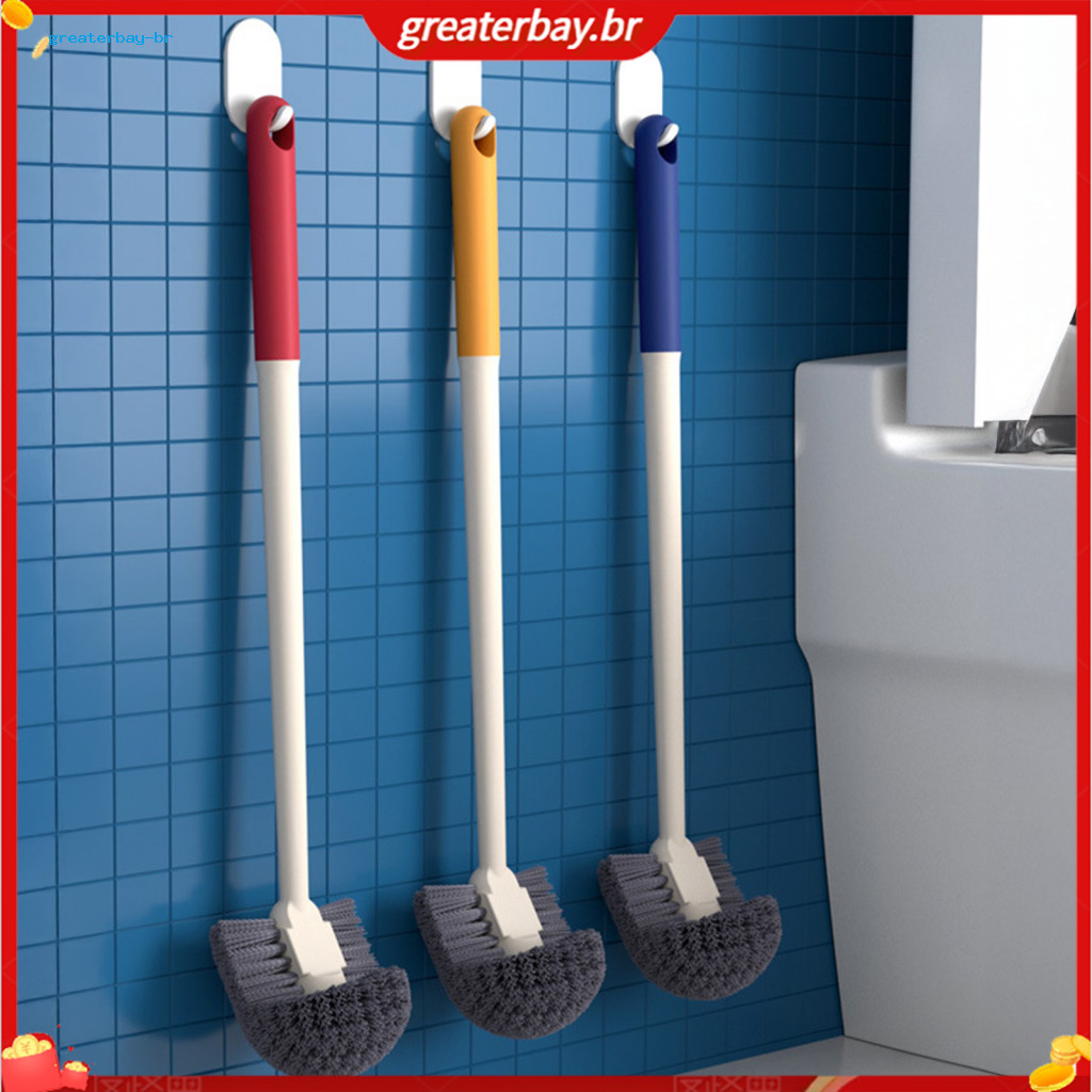 Wall Mounted Toilet Brush with Anti-slip Handle Curved Soft Bristles for Grooves Durable Bathroom Cleaner for Easy and H