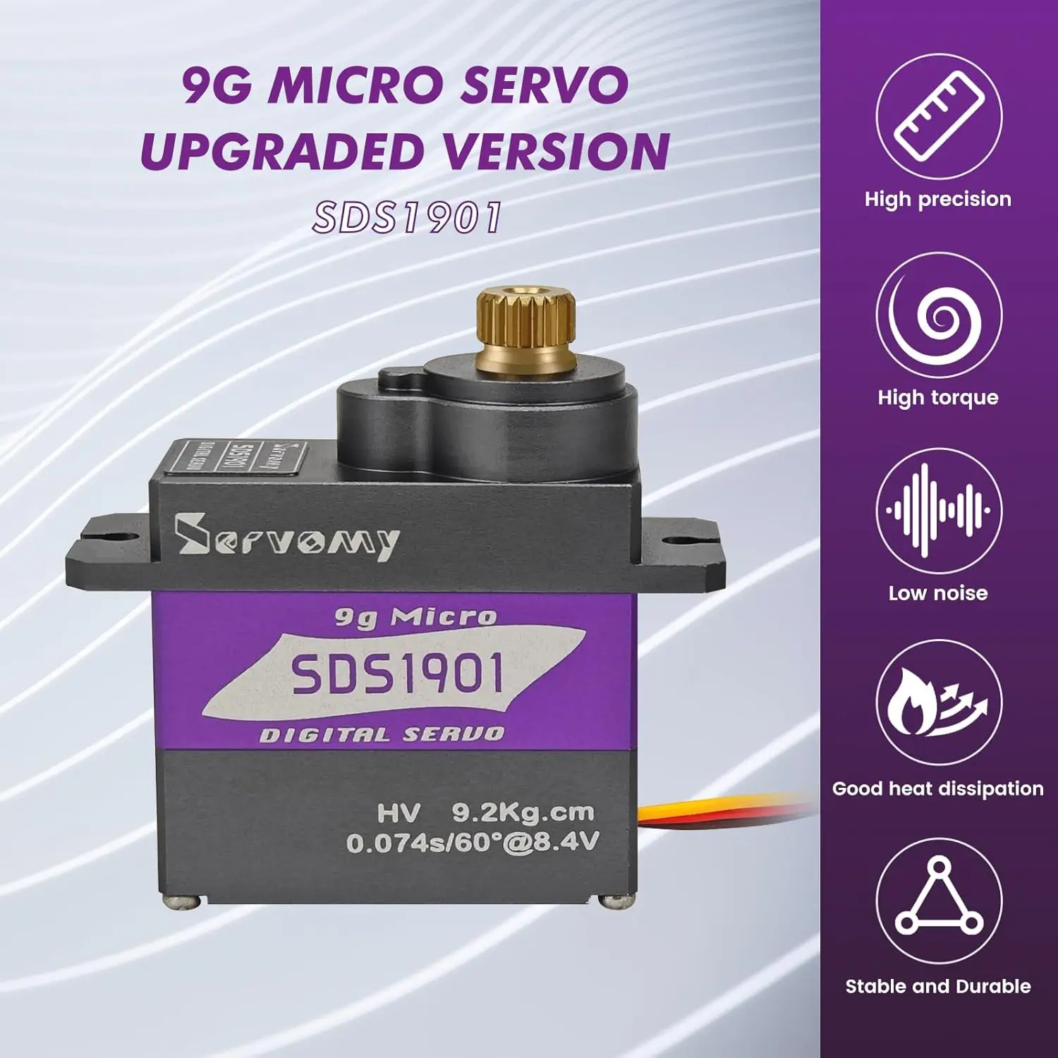 SERVOMY-SDS1901 Digital 9G Micro Coreless Servo 9kg 0.07s 8.4V Metal Gear Rep ES09MD ES08MD SG90 MS90 RC Robot Drone Car Arduino