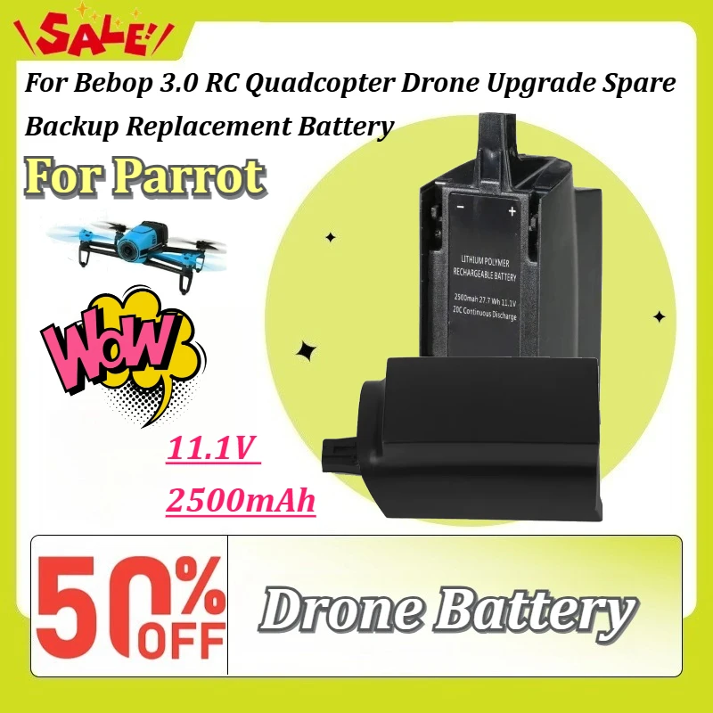 11.1V 2500mAh 27.7Wh 20C Rechargeable Battery For Parrot Bebop 3.0 RC Quadcopter Drone Upgrade Spare Backup Replacement Battery