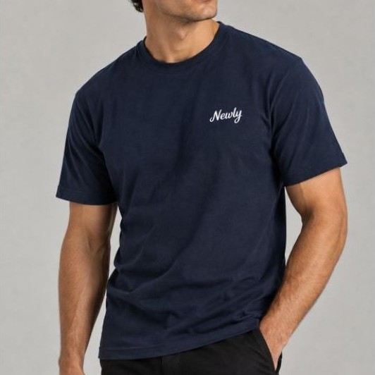 Camiseta Newly Wear Masculina Básica Azul 100% Algodão Gola Redonda | Newly Wear