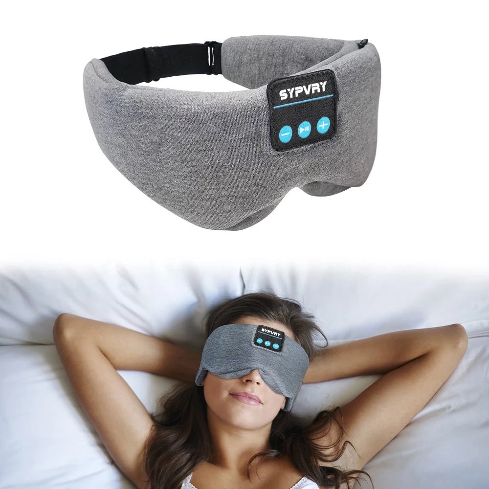 Bluetooth Sleep Mask Cotton Eye Shade Cover Wireless Headset with HD Speaker Adjustable Washable Blindfold for Women Men