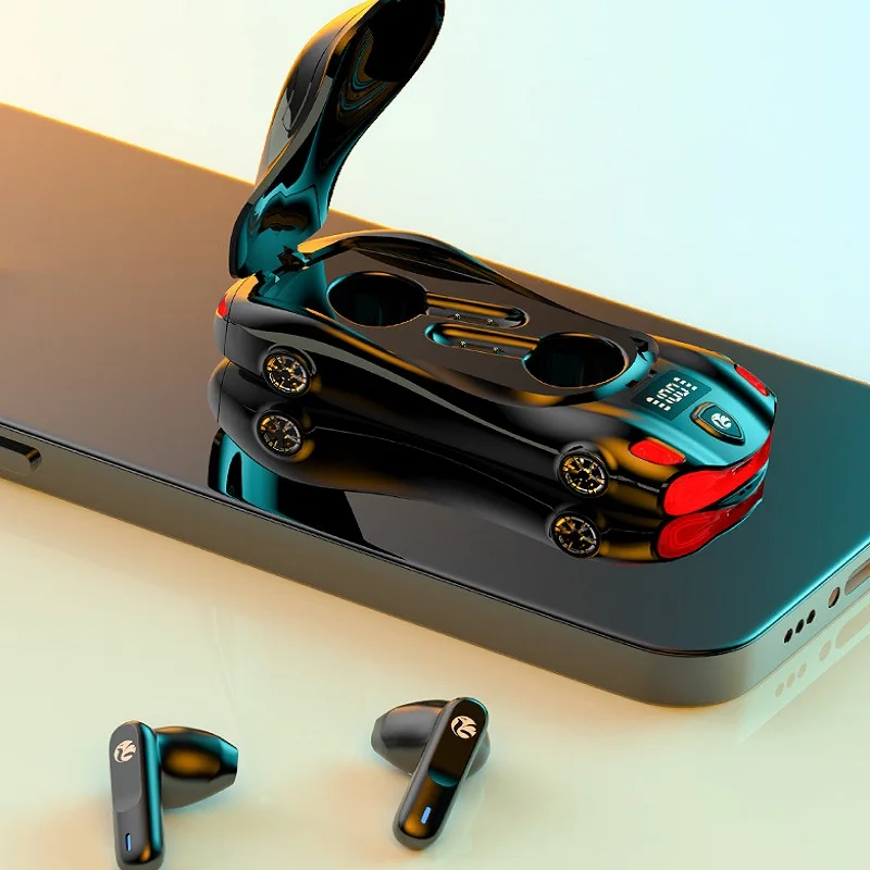 Mini Sports Car Design TWS Earbuds Gift for Kids Adults Gamer Low Latency Gaming Music Bluetooth Earphones Wireless Stereo Sound
