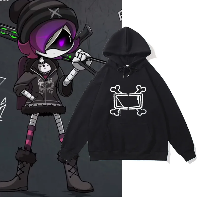 Game Murder Cosplay Hoodie Drones Uzi Doorman Costume Unisex Bone Print Sweatshirt Casual Long Sleeve Hoodies Clothes