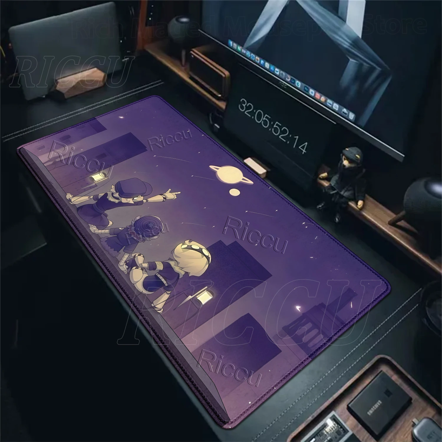 Mousepad Gamer Computer Office Accessories Keyboard Locking Edge Mat Company Gaming Laptop Game M-Murder Drones Pattern XXL Mats