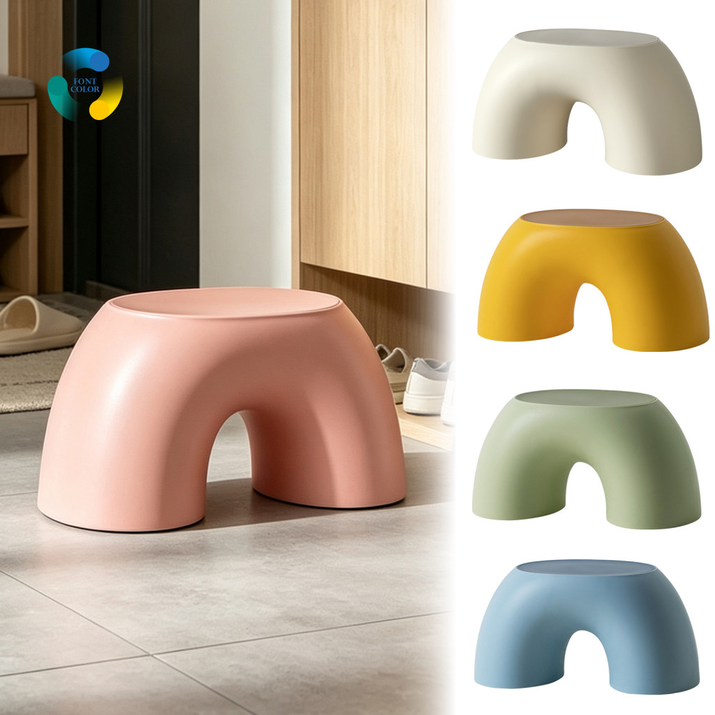 Plastic Foot Stool Kids Small with Edges Non-slip Heavy Duty Step for Bathroom Bedroom Entryway – Durable Safe Multi-p