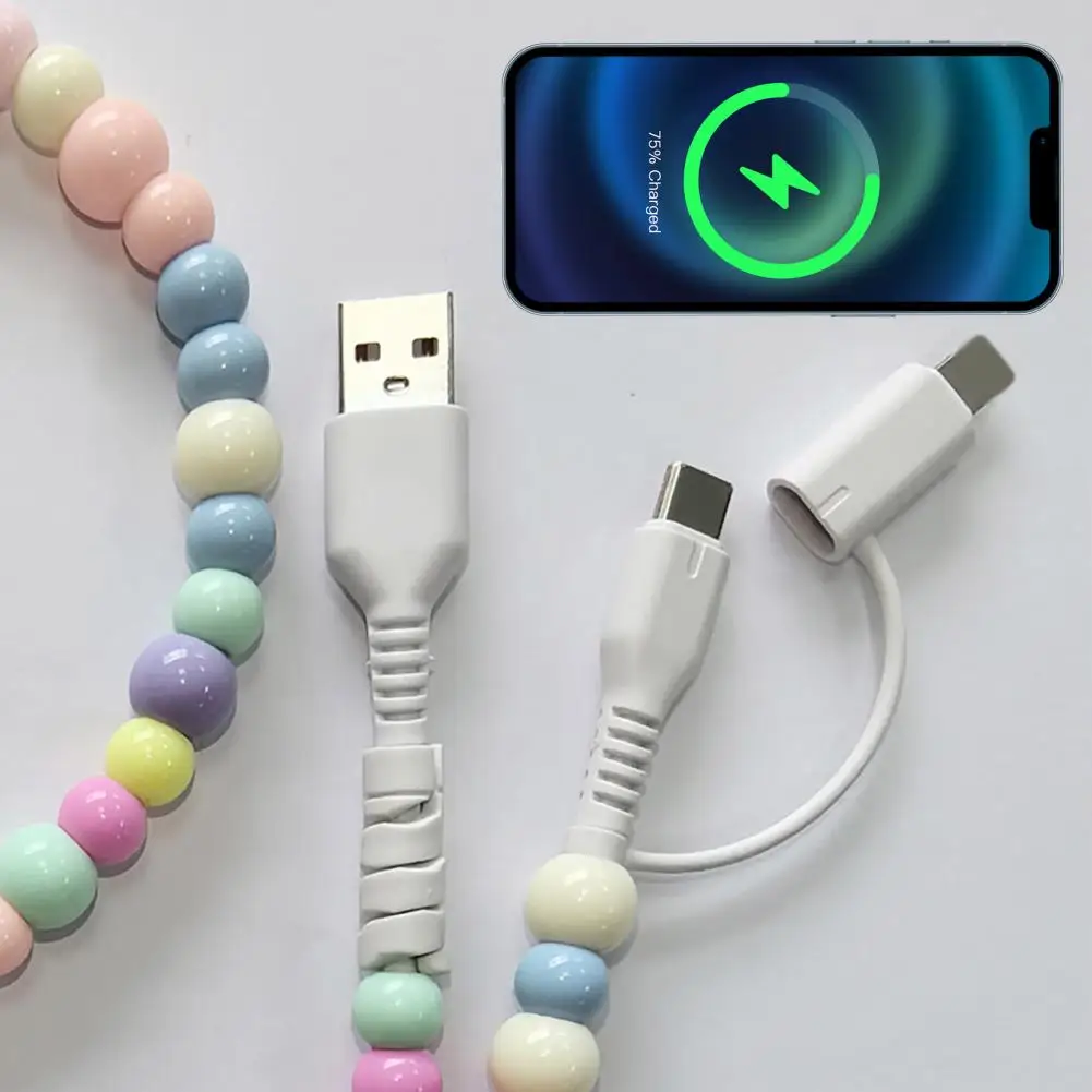 100cm 60W PD3.0 Charging Cable For IPhone Fast Data Sync Beads Phone Cable 480 Mbps USB 8-pin Charging Cable With All Phones